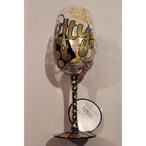 LOLITA CHEERS TO FIFTY YEARS WINE GLASS Hand-painted Love My Wine New With Tags